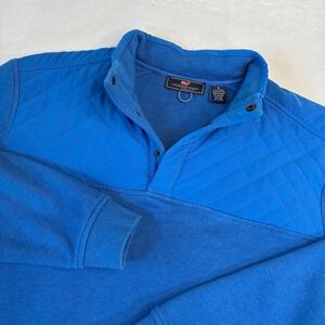Vineyard Vines Mens Blue Quilted Yoke Quarter Snap Pullover Sweatshirt Size M